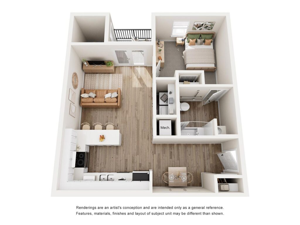 Sunrise Crossing - 1 Bedroom/1 Bath - Roll-in Shower 732 sq ft